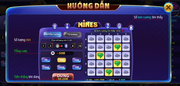 Khám Phá Trò Chơi Minigame Mines Tại RikVip Với Cơ Chế Đặt Cược Thông Minh